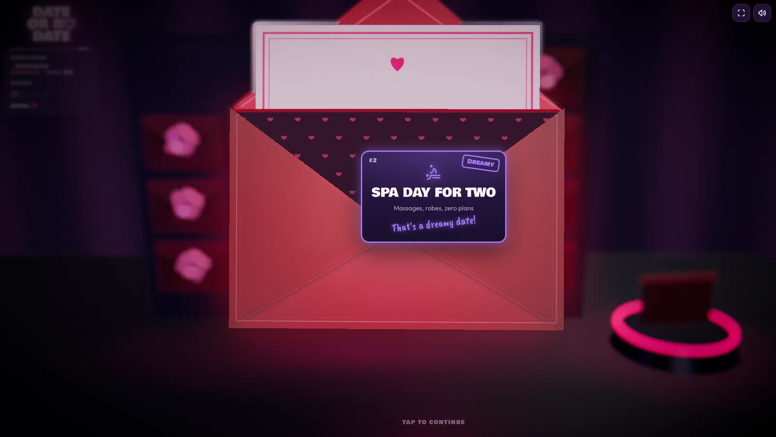 An envelope opened on a laptop, revealing a sunset picnic date